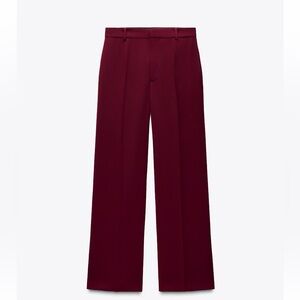 Zara Wide Leg Burgundy Trousers